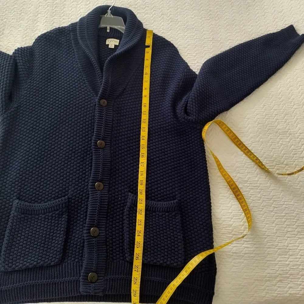 J. Crew knit Checker-stitch cotton shawl cardigan sweater Sz L
